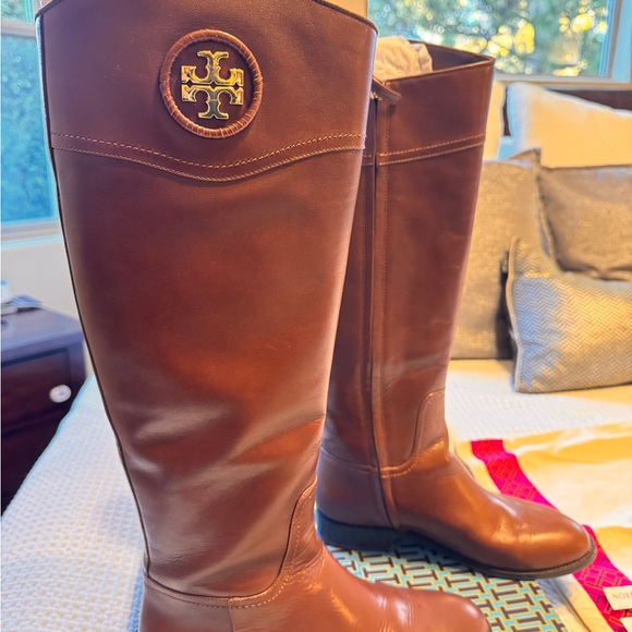 Tory Burch Chestnut Leather Tall Boots - Picture 4 of 9
